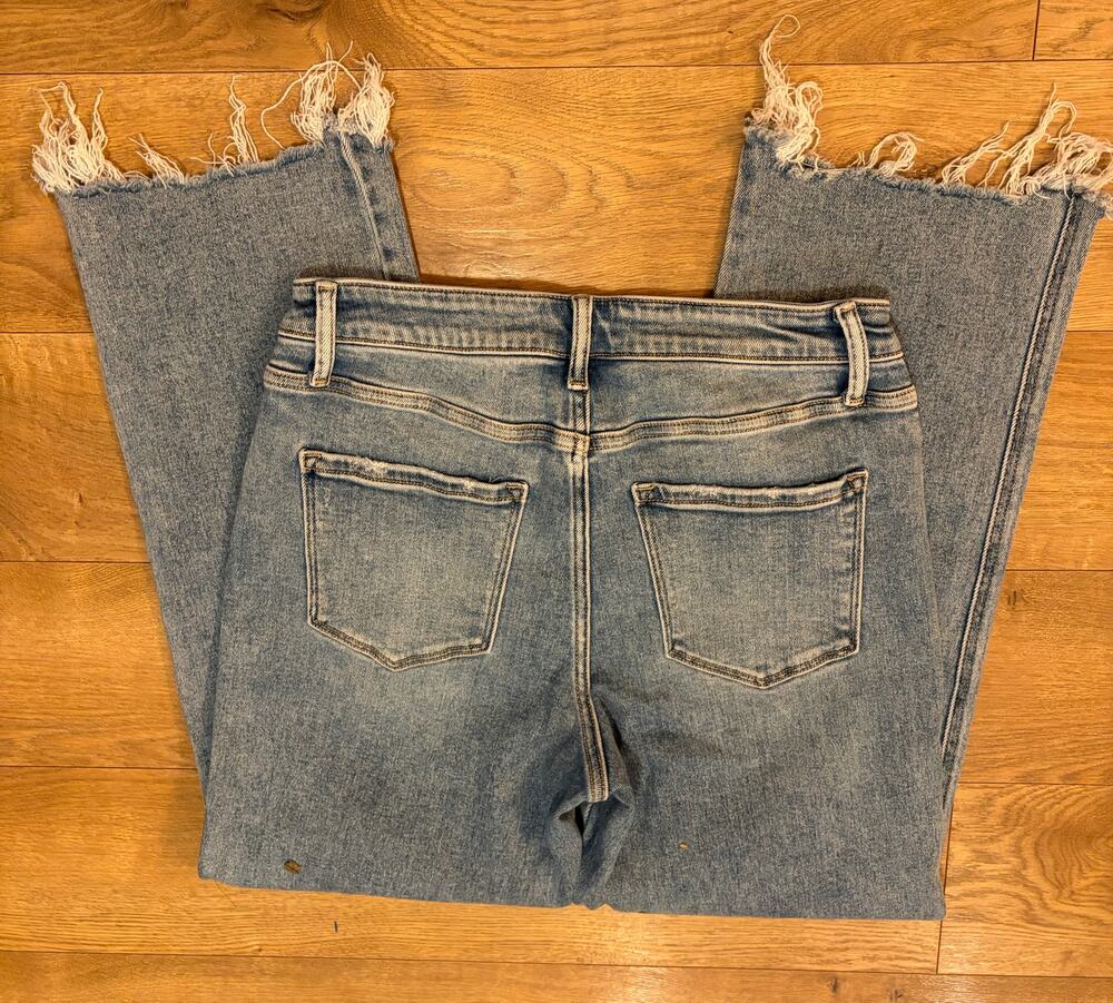 Lovervet by Vervet LV2060 High Rise Distressed Straight Jeans Size 26 Raw Hem